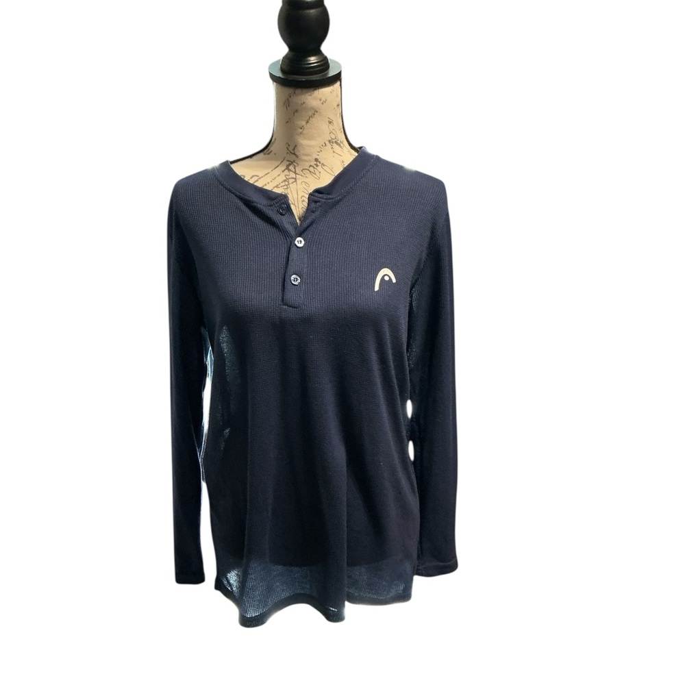 Head Dark Blue Long Sleeve Henley Shirt